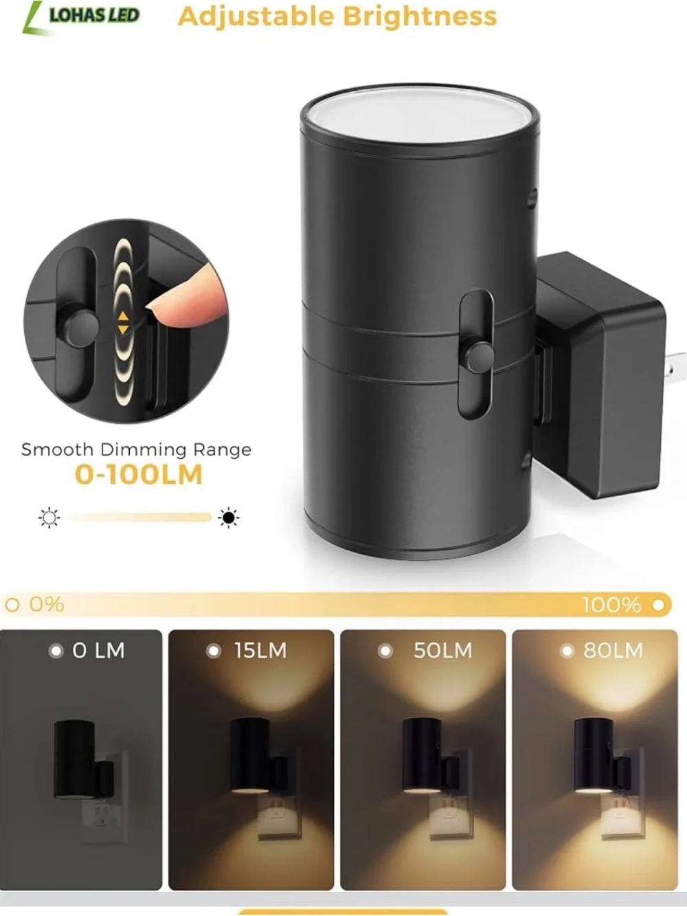 2 pc LED Night Light Plug in Sconce, Soft White